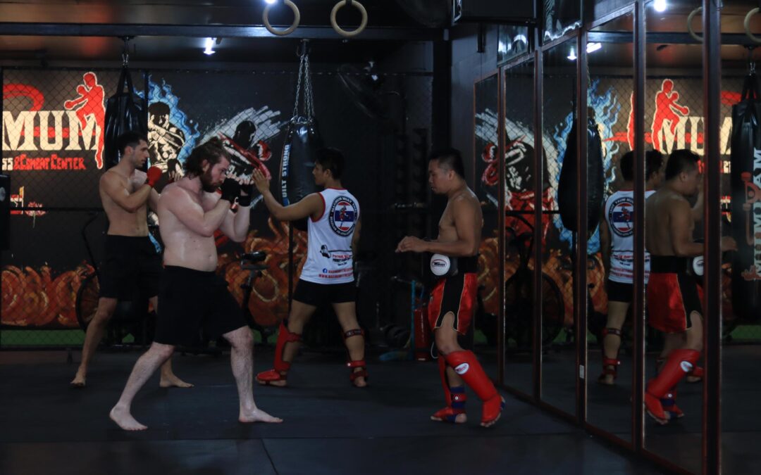 Muay Thai training at Maximum Fitness in Thailand.